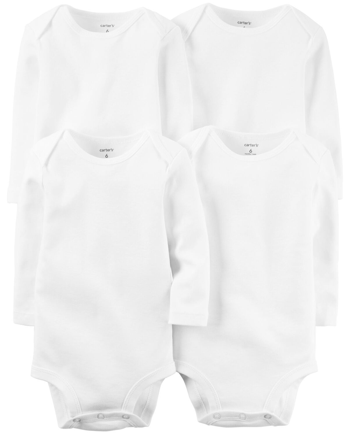 White Baby 4-Pack Long-Sleeve Bodysuits | carters.com | Carter's