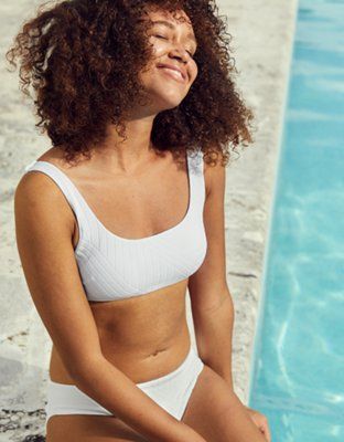 Aerie XO Ribbed Wide Strap Scoop Bikini Top | American Eagle Outfitters (US & CA)