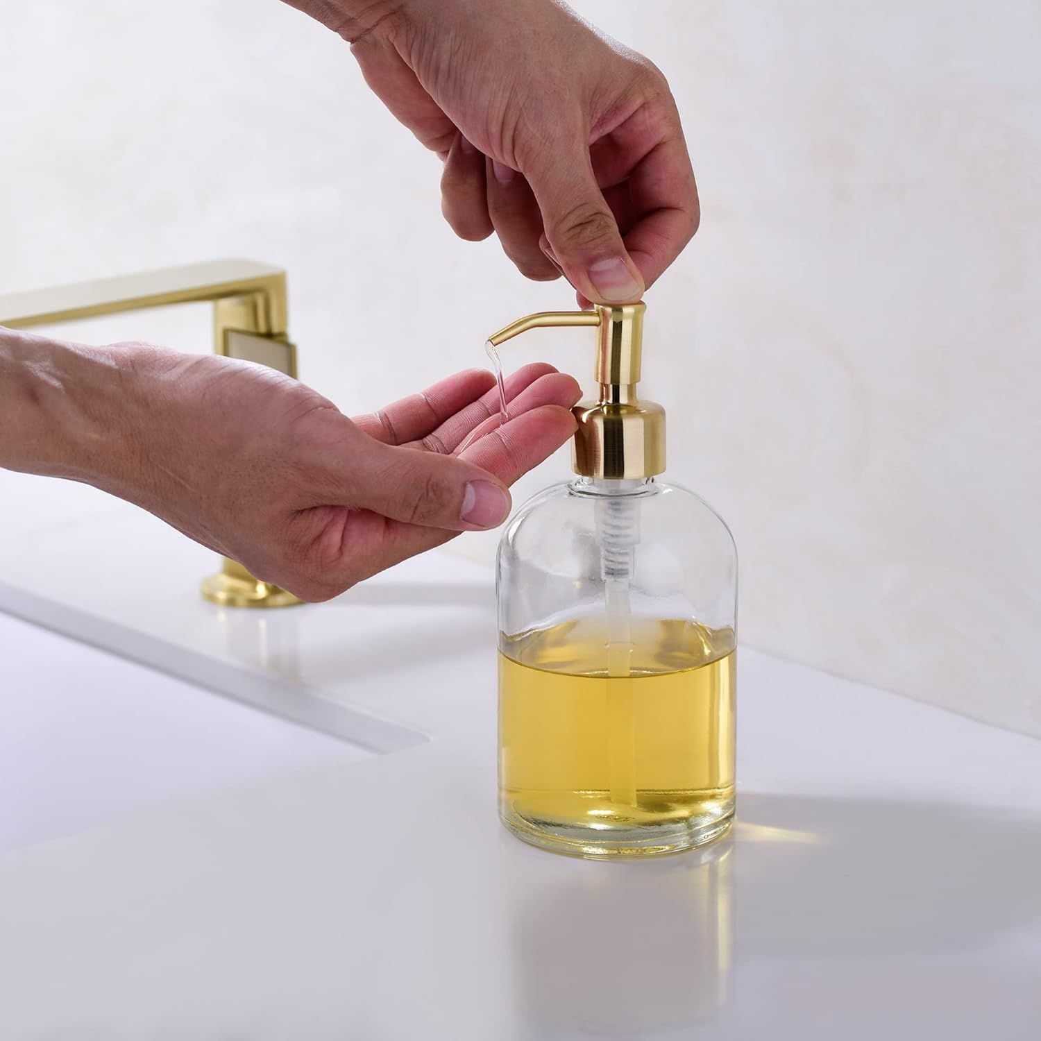 TUTEW Soap Dispenser, Gold Glass Soap Dispenser,Hand Soap Dispenser with Rust Proof Stainless Ste... | Amazon (US)