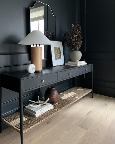 The McGee & Co. Dana console has so many beautiful details, I love the woven detail and functional drawers 

McGee & co., Tito lamp, lamp, console styling, mirror, books, moody office

#LTKstyletip #LTKSeasonal #LTKhome