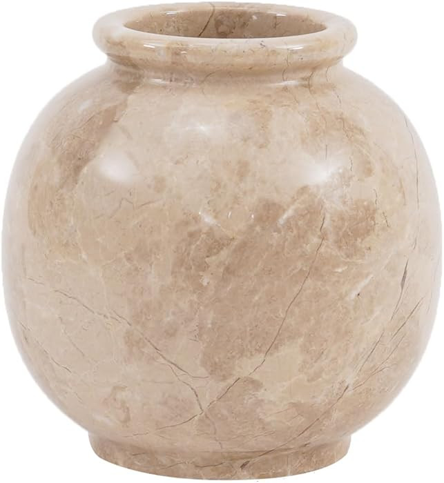 Marble Vase 5 Inch Handmade Beige Stone Flower Vase for Pampas Grass & Aesthetic Room Decor, Smal... | Amazon (US)