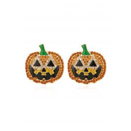 Pumpkin Face Diamond Decor Earrings | Chicwish