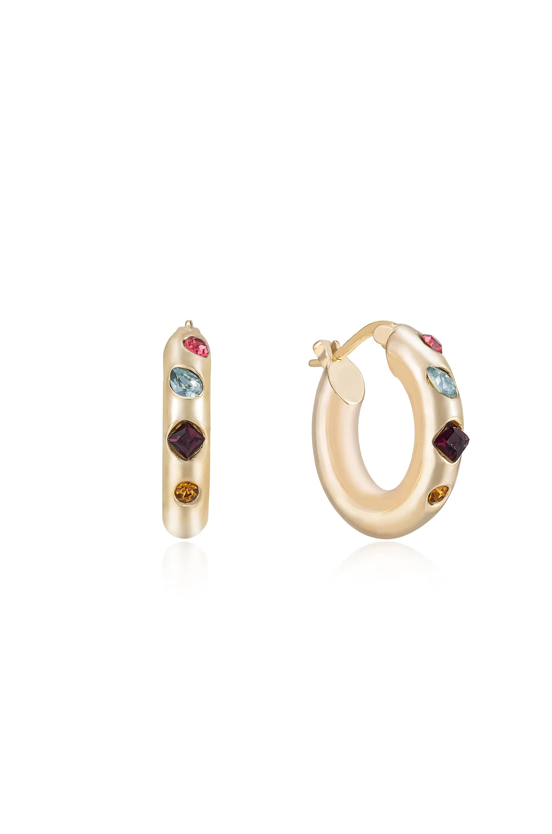 Lively Rainbow Crystal Hoop Earrings | Ettika