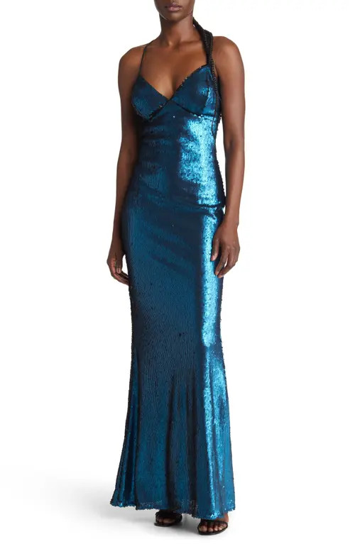 Lulus See You Stunning Sequin Maxi Dress in Teal Blue at Nordstrom, Size X-Large | Nordstrom