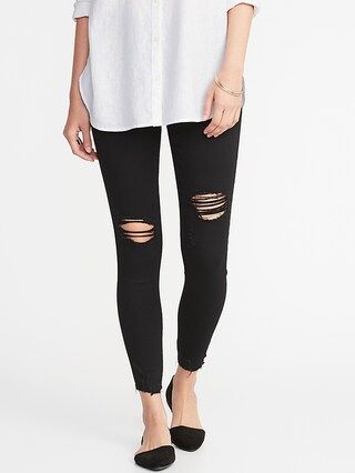 Old Navy Womens Distressed Rockstar Jeggings For Women Black Size 0 | Old Navy US