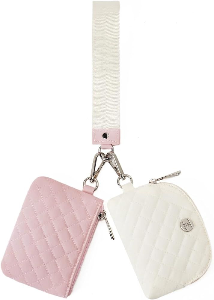 Telena Mini Zip Around Wristlet Wallets for Women Coin Purse Wristlet Keychain Dual Pouch Wallet ... | Amazon (US)