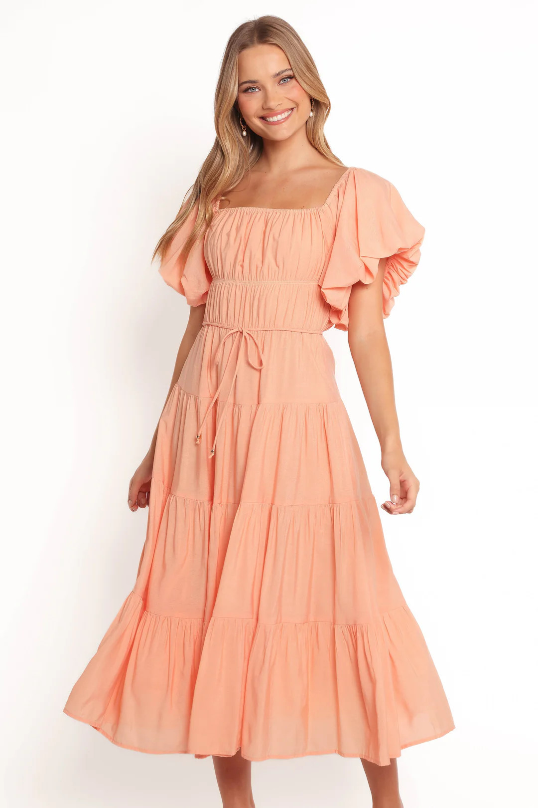 Julie Off Shoulder Midi Dress - Peach | Petal & Pup (US)