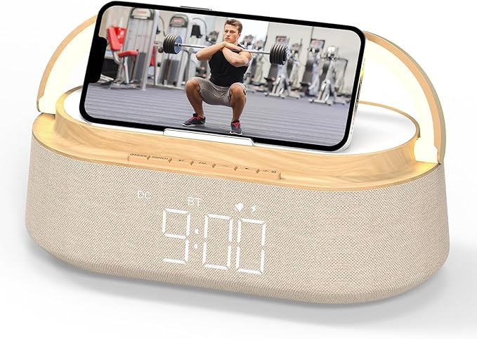 Bluetooth Speaker with Wireless Charger, FM Radio, Adjustable LED Night Light, Dual Wireless Spea... | Amazon (US)