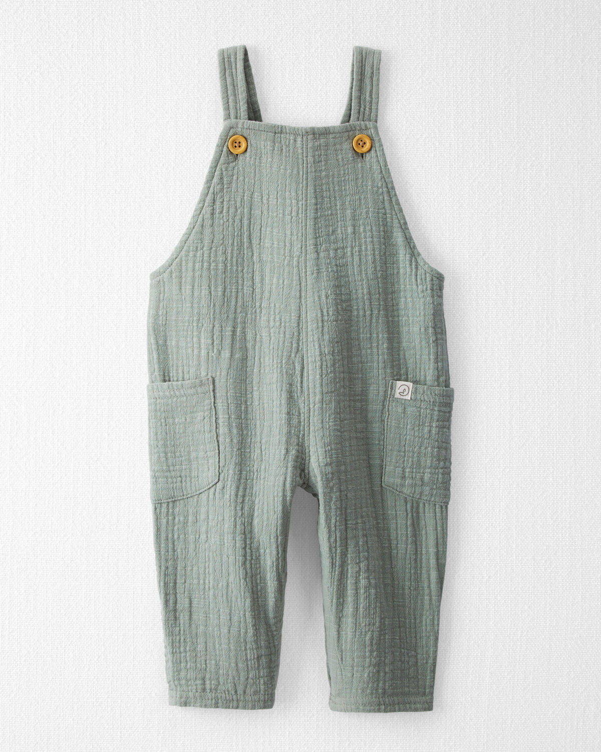 Baby Organic Cotton Textured Gauze Overalls in Sage Pond | Carter's Inc