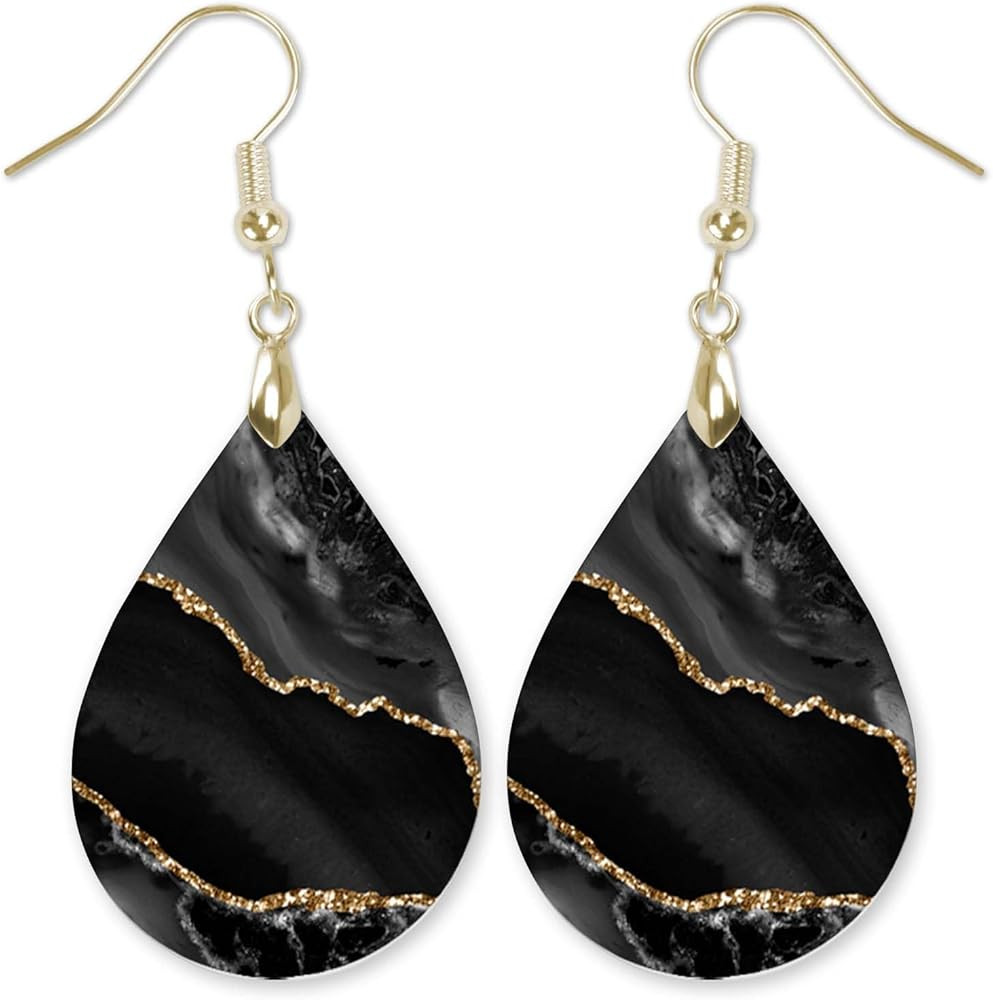 Dangle Earrings for Women Colorful Dangling Drop Statement Jewelry Printed MDF Wood Teardrop Doub... | Amazon (US)