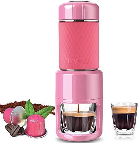 STARESSO Portable Espresso Maker - Mini Espresso Machine Pink Compatible with Nespresso Pods & Gr... | Amazon (US)