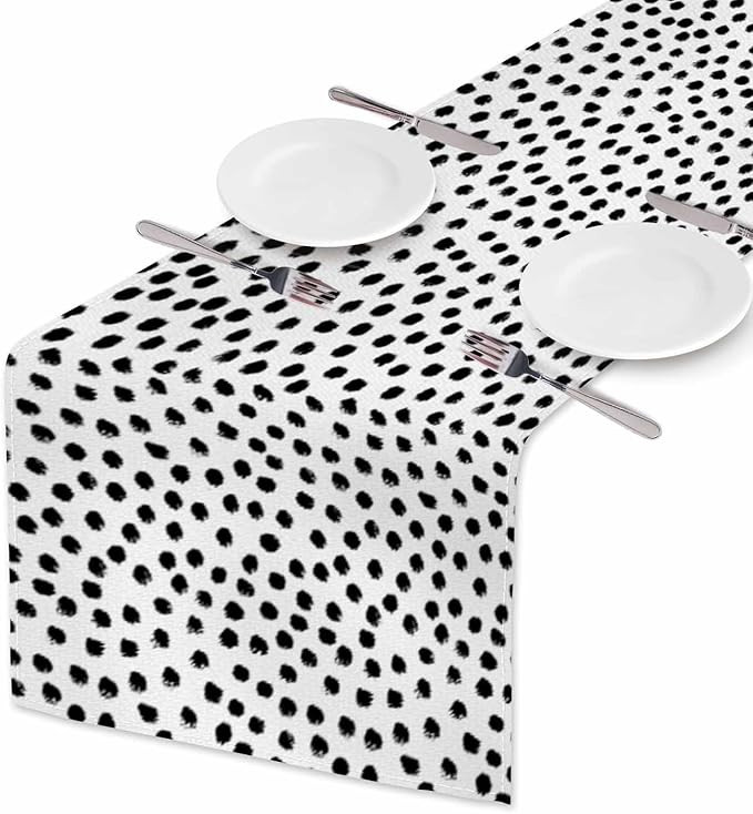 HOSNYE Table Runner Polka Dots,Brush Strokes Dots,Cotton Linen Table Runner Decoration for Kitche... | Amazon (US)