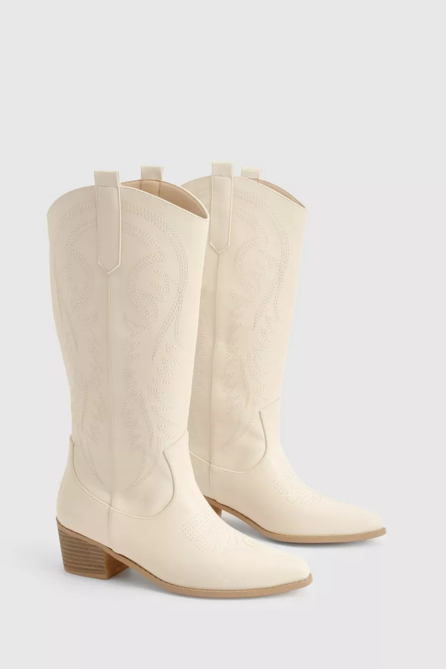 Calf Detail Embroidered Western Cowboy Boots | Nasty Gal US