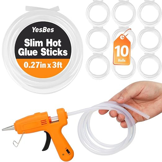 10 Pack Long Mini Hot Glue Stick Rolls, 3 FT Long x 0.27" Diameter Glue Sticks for Glue Gun, Perf... | Amazon (US)