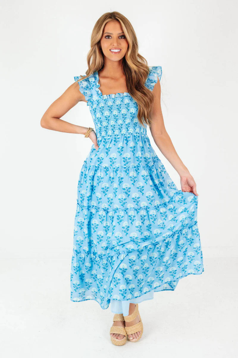 The Stella Jo Ruffle Strap Midi - Blue | The Impeccable Pig