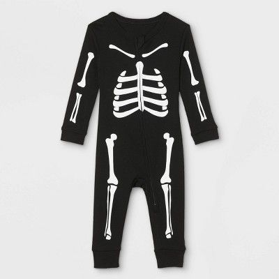 Baby Halloween Skeleton Matching Family Union Suit - Black | Target