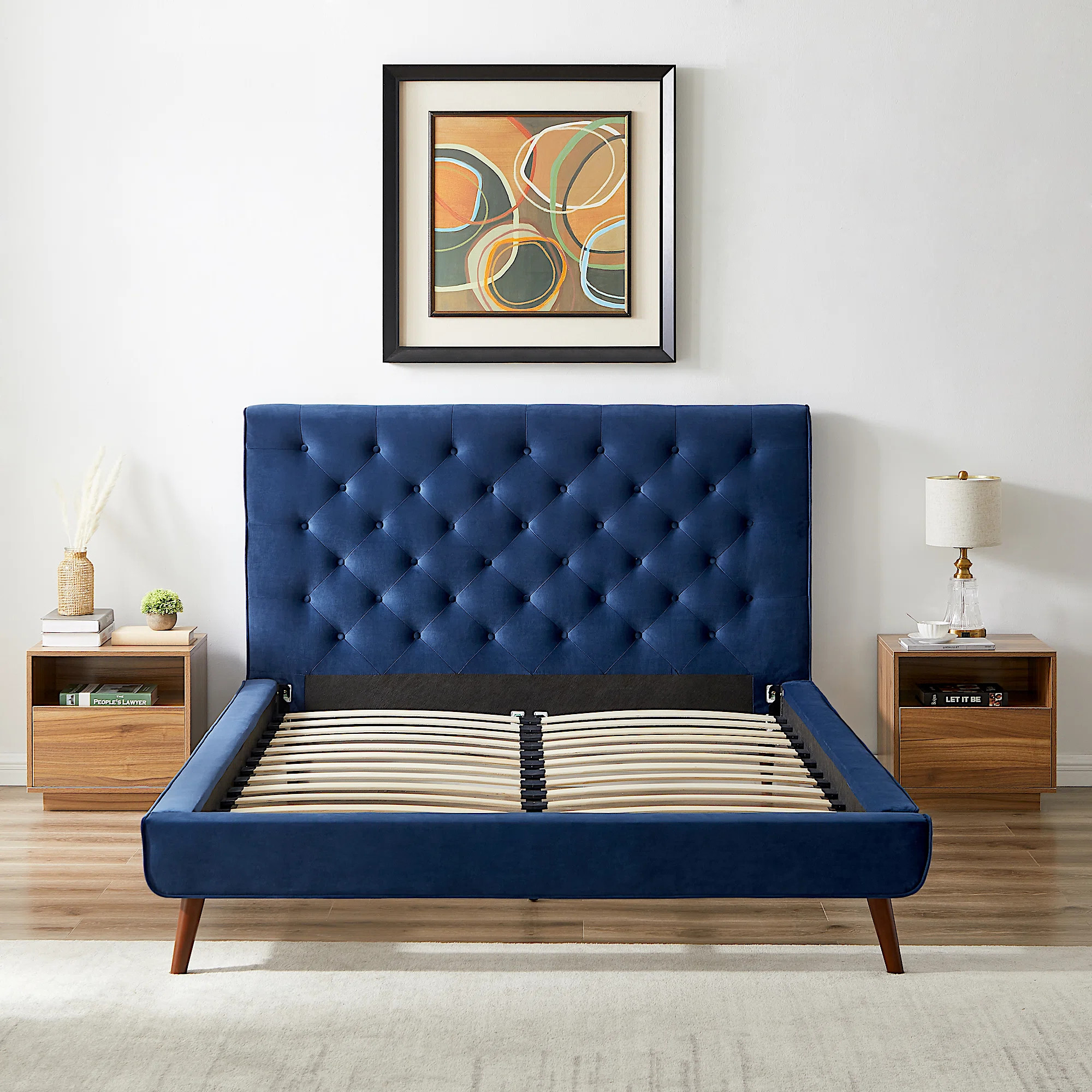 Etta Avenue™ Nico Solid Wood and Upholstered Low Profile Platform Bed & Reviews - Wayfair Canad... | Wayfair North America