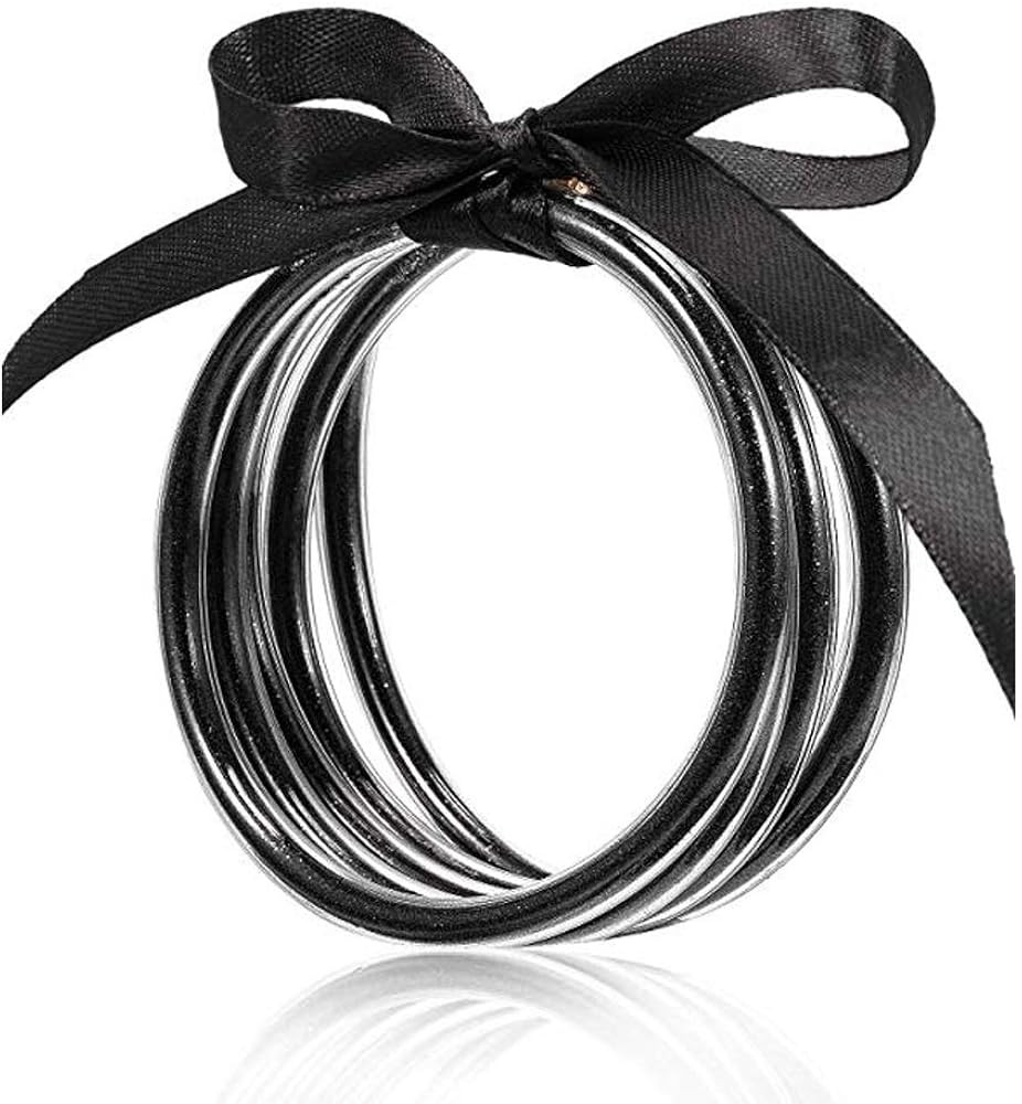 YBMYCM Glitter Jelly Bangles Bracelets Set for Women Glitter Filled Jelly Silicone Bracelets for ... | Amazon (US)