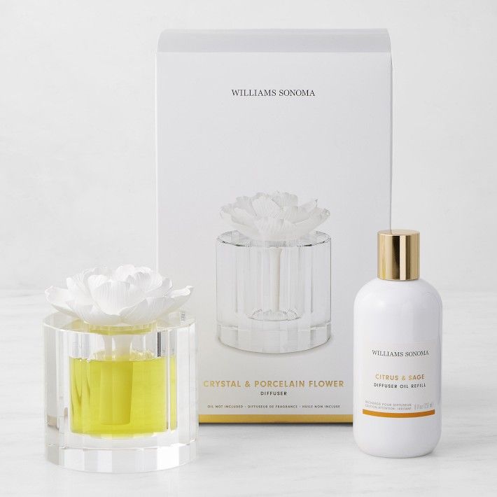 Williams Sonoma Crystal Flower Diffuser and Refill Set, Citrus and Sage | Williams-Sonoma