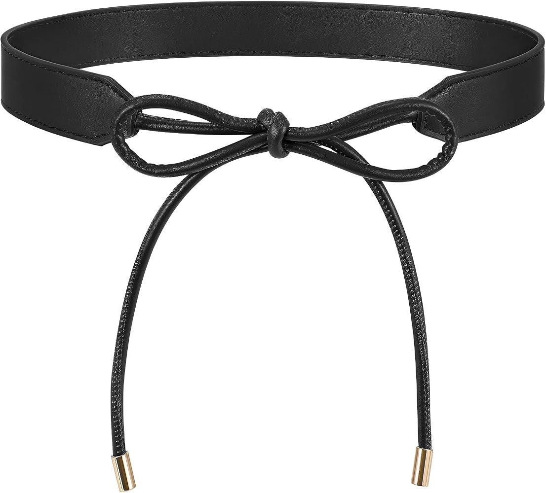 Leather Tie Belt for Women Wrap Cinch Knotted Belts Fashion Skinny Rope Belt for Dress Pants Jean... | Amazon (US)