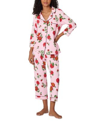 Falling Blooms Three Quarter Sleeve Cropped Pajama Set | Bloomingdale's (AU)