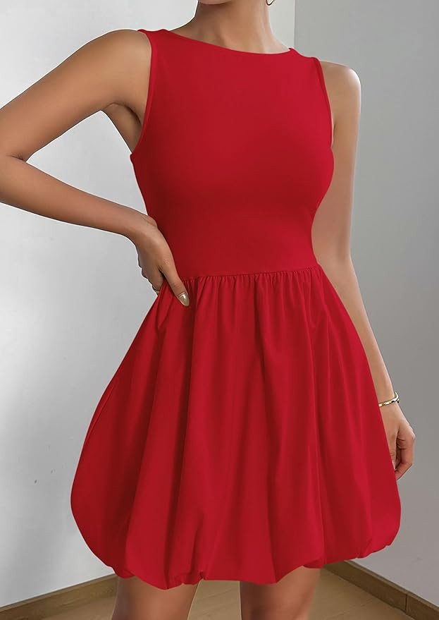 PRETTYGARDEN Summer Dresses for Women 2025 Casual Sleeveless Tank Mini Short Dress Crew Neck Bubb... | Amazon (US)