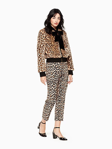 Kate Spade Leopard Faux Fur Bomber, Classic Camel - Size L | Kate Spade (US)