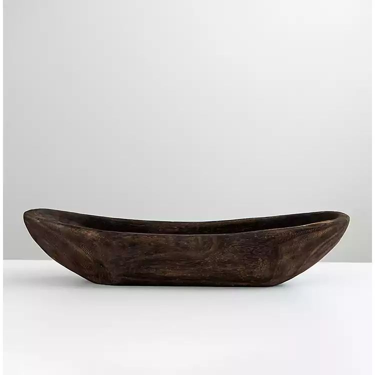 New! Black Paulownia Wood Boat Bowl | Kirkland's Home