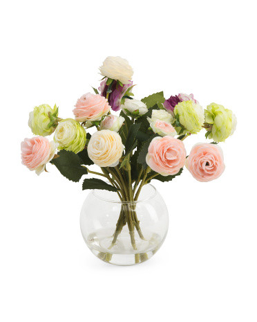 Ranunculus Arrangement In Glass Vase | TJ Maxx