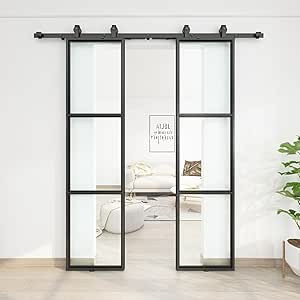 JUBEST 42 x 84 Inch Double Barn Door with 7FT Hardware Kit and Soft Close Mechanism Include, 2 Se... | Amazon (US)