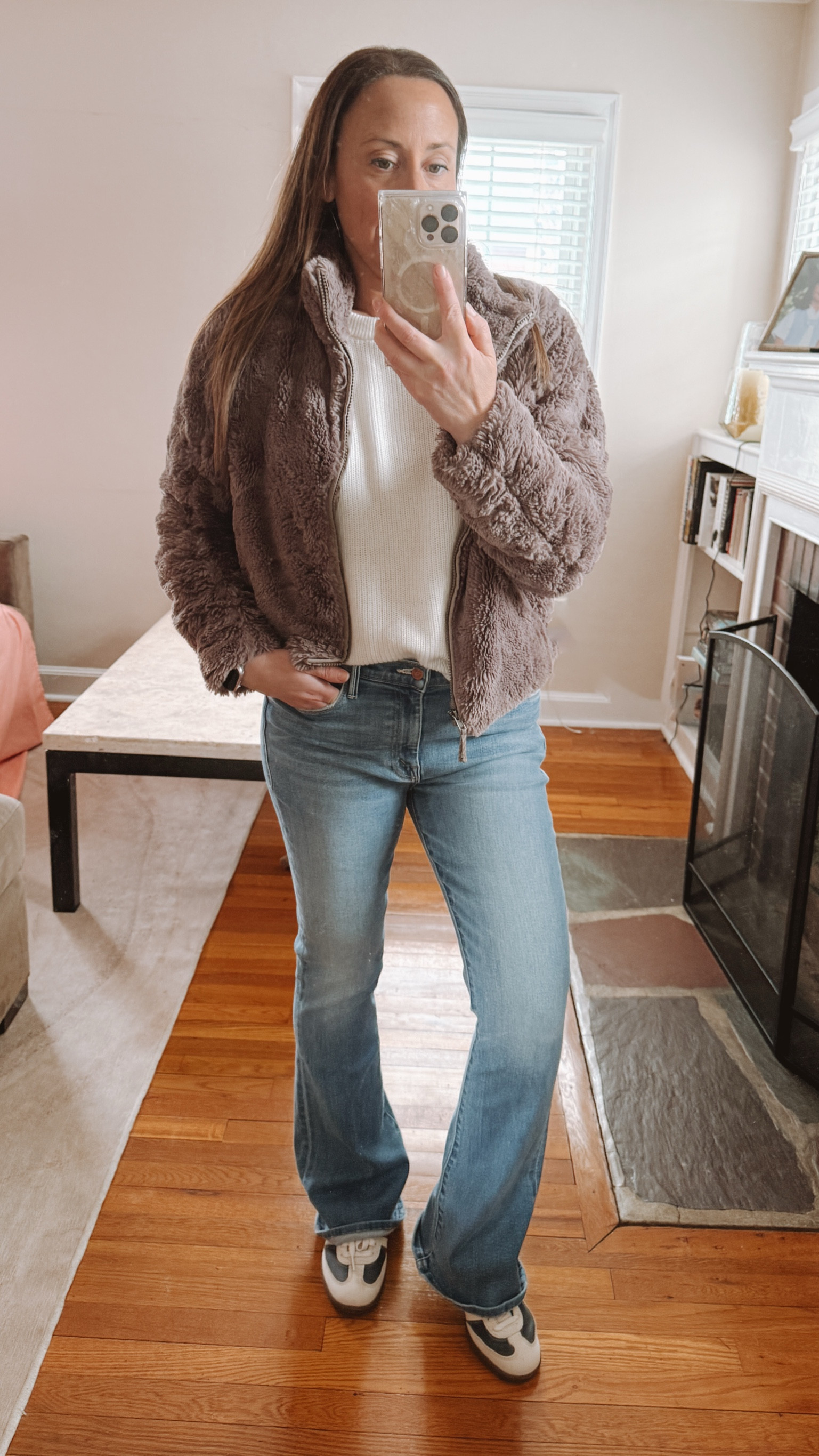 Winter outfit / early Spring outfit. Work outfit. // love this jacket for transitional weather. It’s light and cozy and looks cute!  Love these new boot cut jeans  

#LTKSeasonal #LTKWorkwear #LTKStyleTip