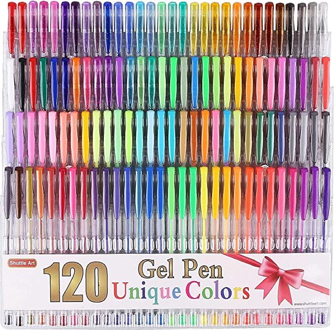 Amazon.com: Shuttle Art 120 Unique Colors (No Duplicates) Gel Pens Gel Pen Set for Adult Coloring... | Amazon (US)