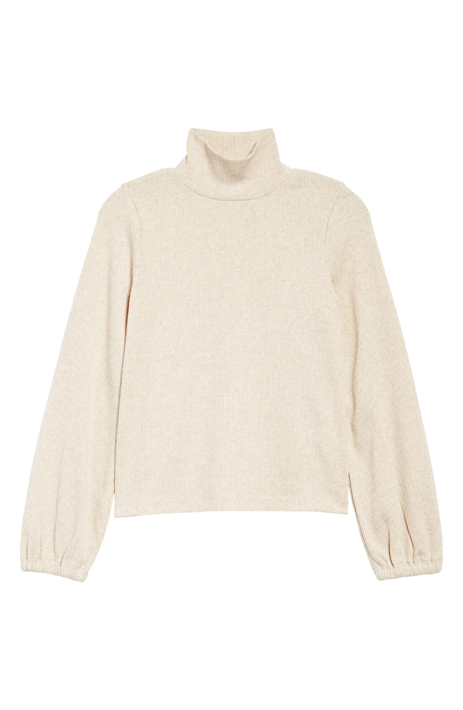 Bubble Sleeve Heathered Swing Turtleneck | Nordstrom