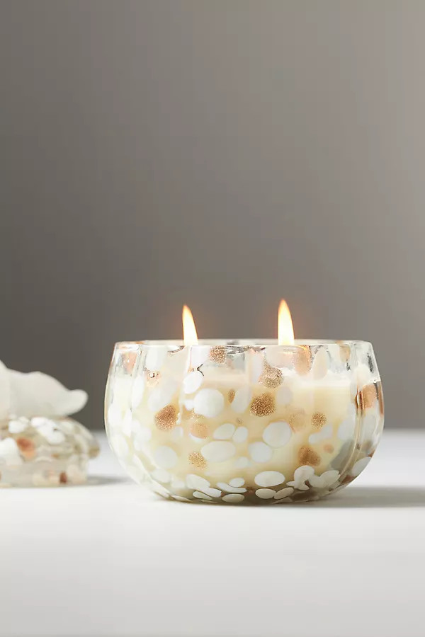 Cheena White Birch & Pumpkin Glass Pumpkin Candle | Anthropologie (US)