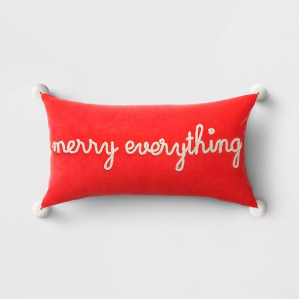 Oversized Merry Everything Beaded Holiday Lumbar Throw Pillow Red - Opalhouse™ | Target