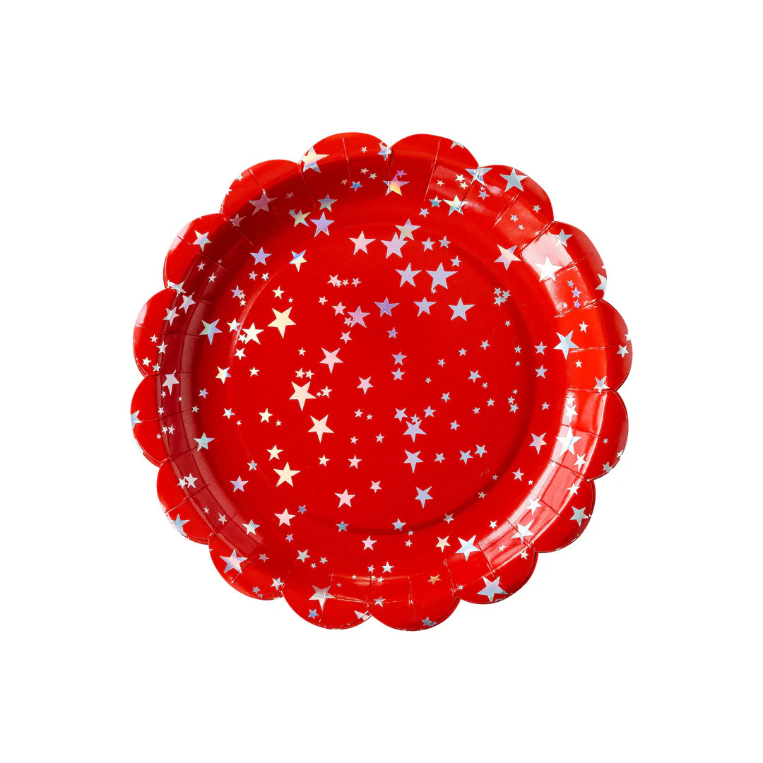 Red/Blue Sparklers Scallop Plate Set | My Mind's Eye
