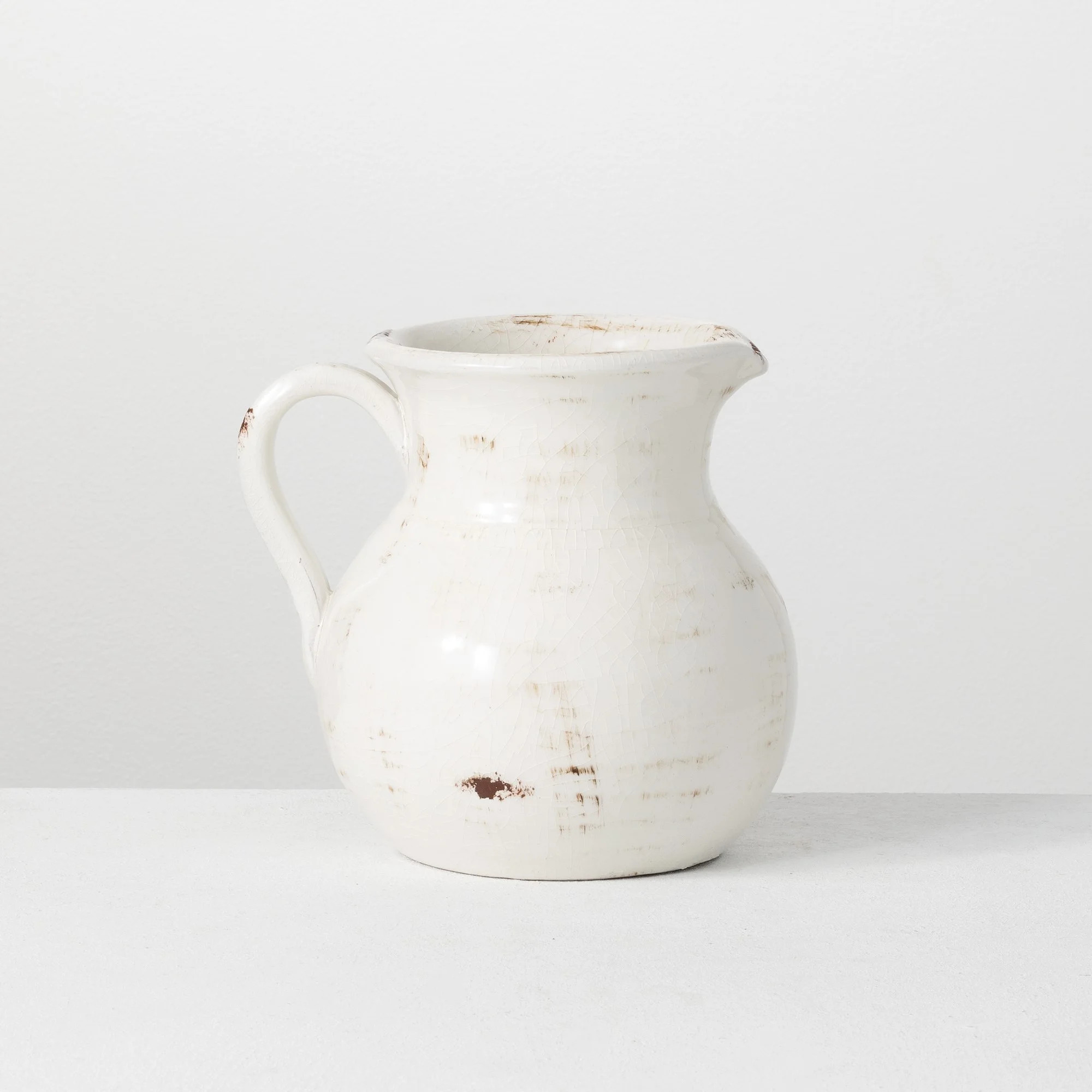 Sullivans Glazed Ceramic Pitcher Vase 8"H Off-White | Walmart (US)