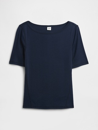 Modern Ribbed Boatneck T-Shirt | Gap Factory