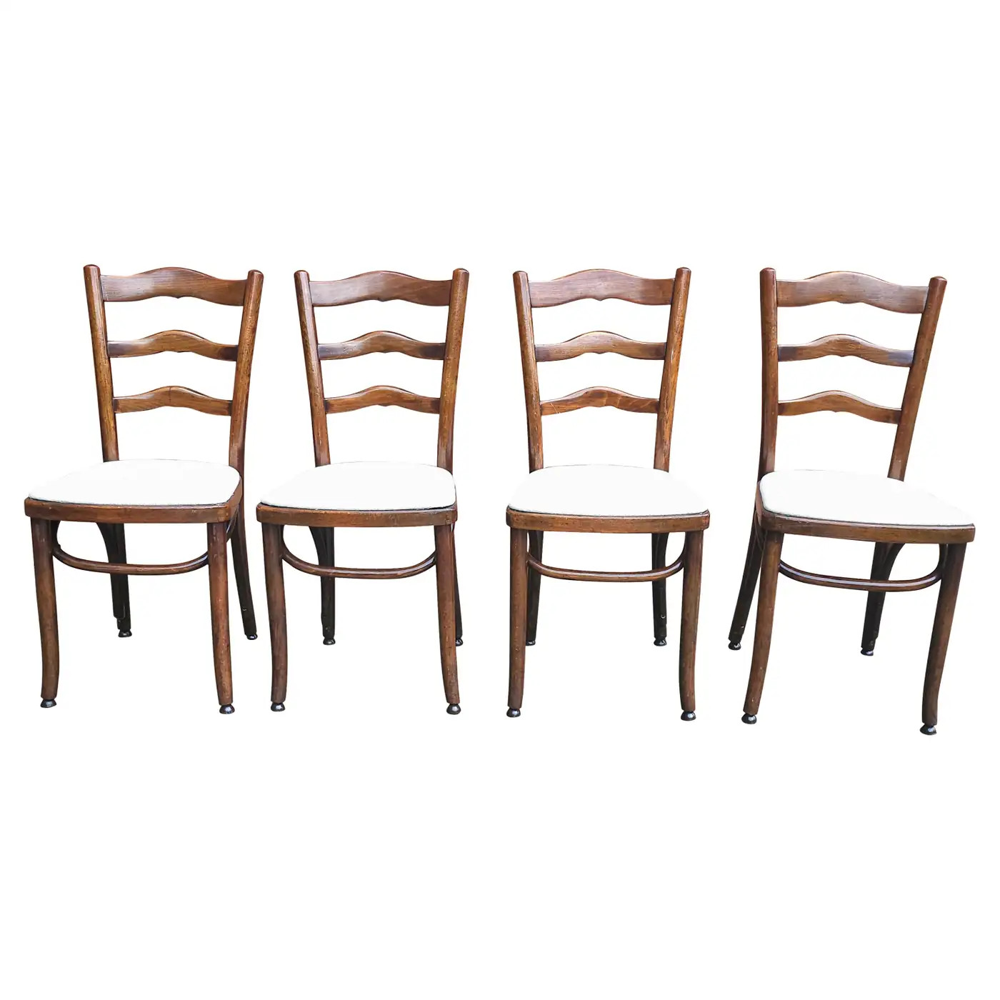 Jacob & Josef Khon & Mundus Walnut Bendwood Ladder Back Side Chairs, Circa 1910s | 1stDibs