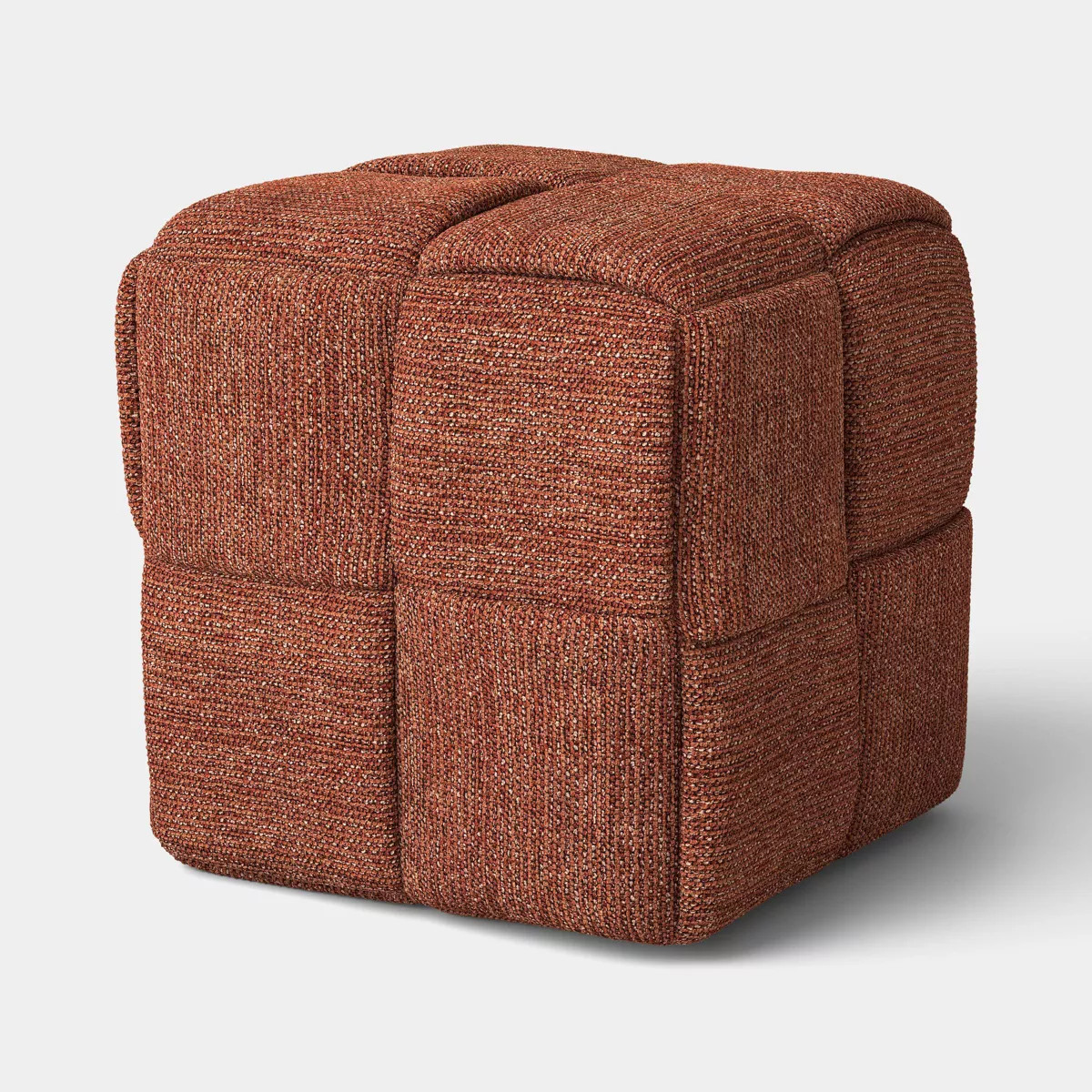 Upholstered Structured Woven Ottoman Burnt Orange - Threshold\u2122 | Target