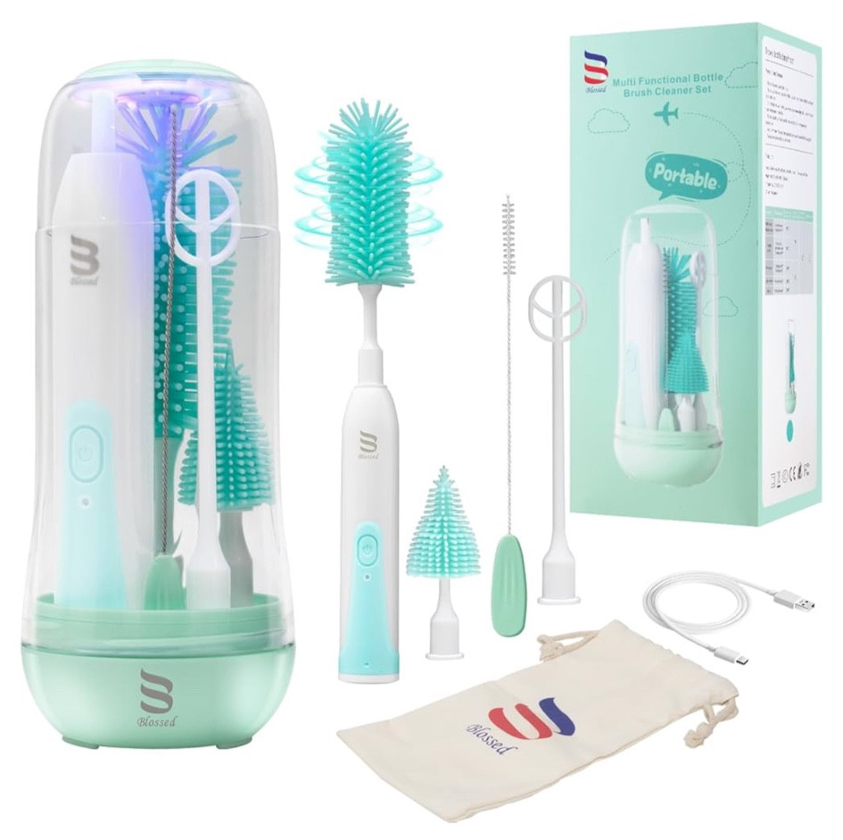 BLOSSED
5.0 ★
Electric Bottle Brush Cleaner with UV Light, Rechargeable Baby Bottle Brush Set for Travel, Waterproof Baby Bottle Cleaner with 2 Brush Head, Straw Brush, Pouch, Mixing Head and Storage Box