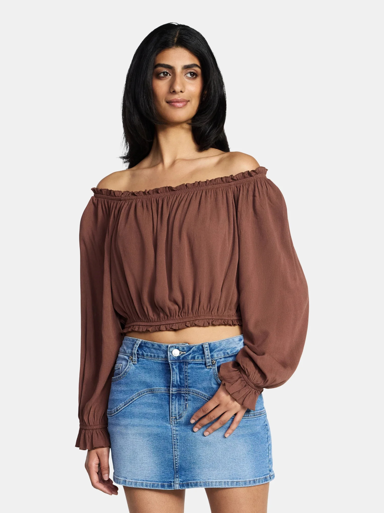 Madden NYC Women's Peasant Top with Long Sleeves | Walmart (US)