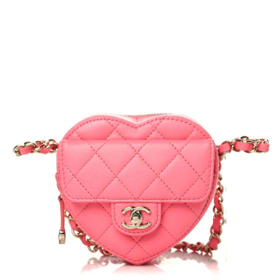 CHANEL Lambskin Quilted CC In Love Heart Waist Belt Bag With Chain Pink | FASHIONPHILE (US)