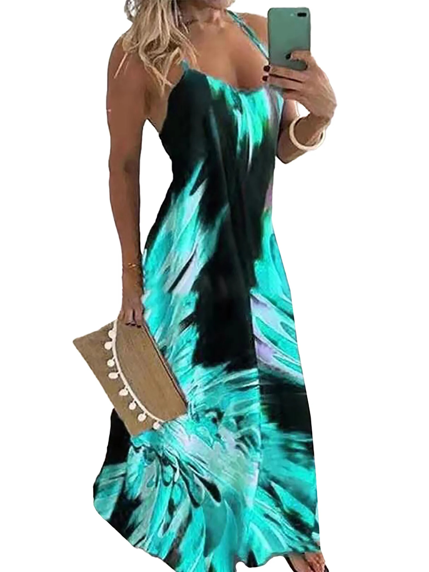 LilyLLL Women Sleeveless Maxi Dress Casual Summer Beach Long Swing Sundress - Walmart.com | Walmart (US)