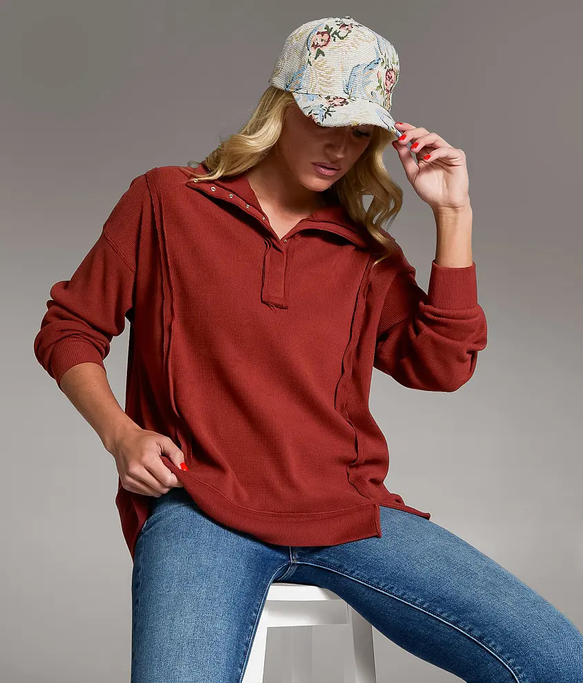 Raw Edge Henley Pullover | Buckle