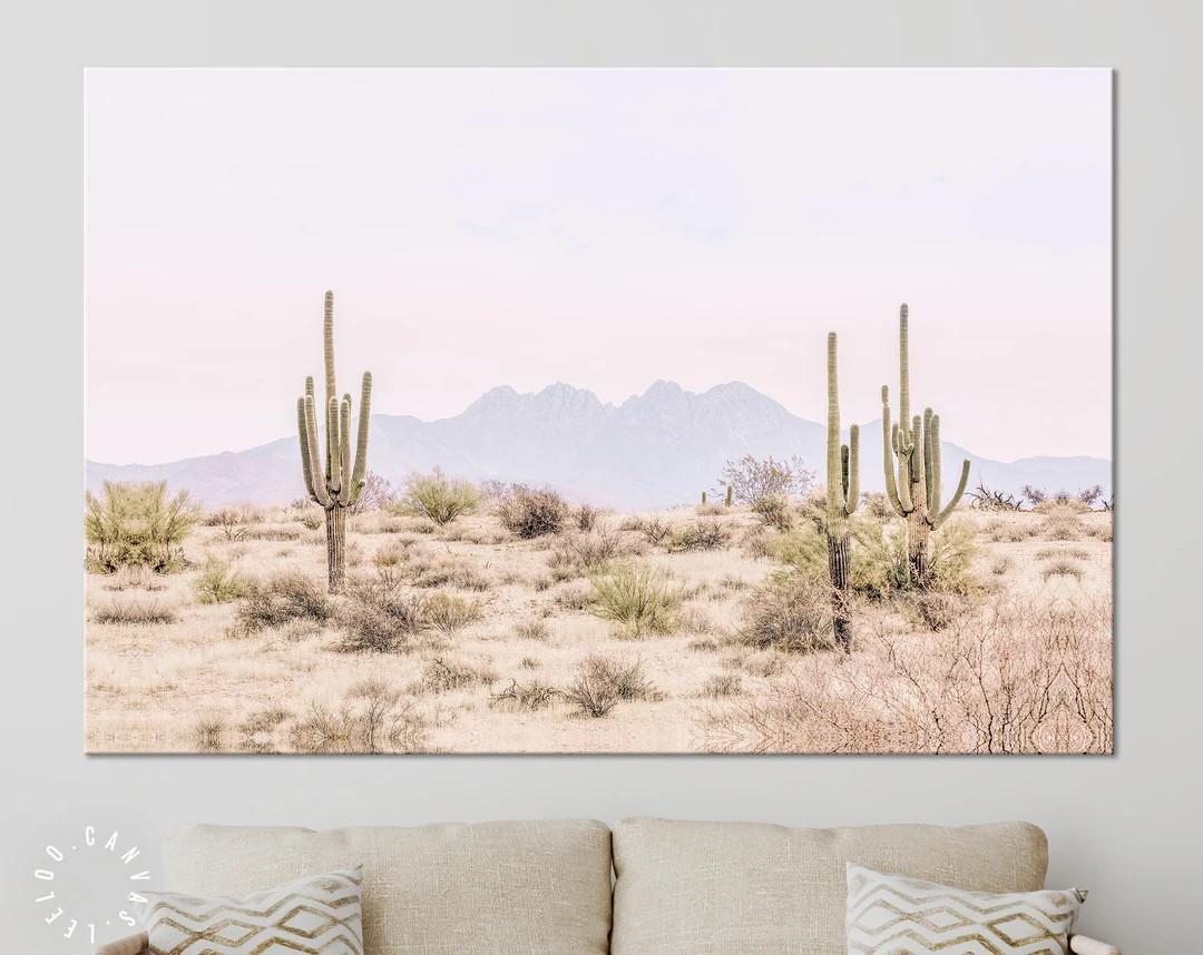 Arizona Desert Canvas Print // The Four Peaks and Saguaros // Central Arizona Desert | Etsy (US)
