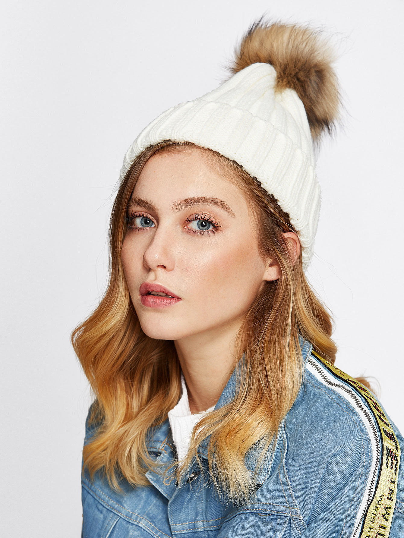 Knit Faux Fur Pom Beanie | SHEIN