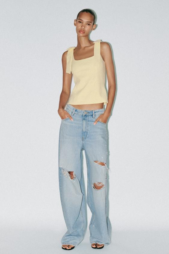 BOW DETAIL STRETCH TOP | Zara US