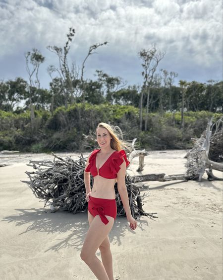 Living it up with this swim suit
❤️ I love the fun feminine details like the ruffle sleeves 
❤️ medium waist bottoms 
❤️ padding in the top
❤️ wearing size smalll

#LTKStyleTip #LTKSwim #LTKFindsUnder50