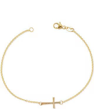 14K Petite Latin Cross Link Bracelet | Dillard's
